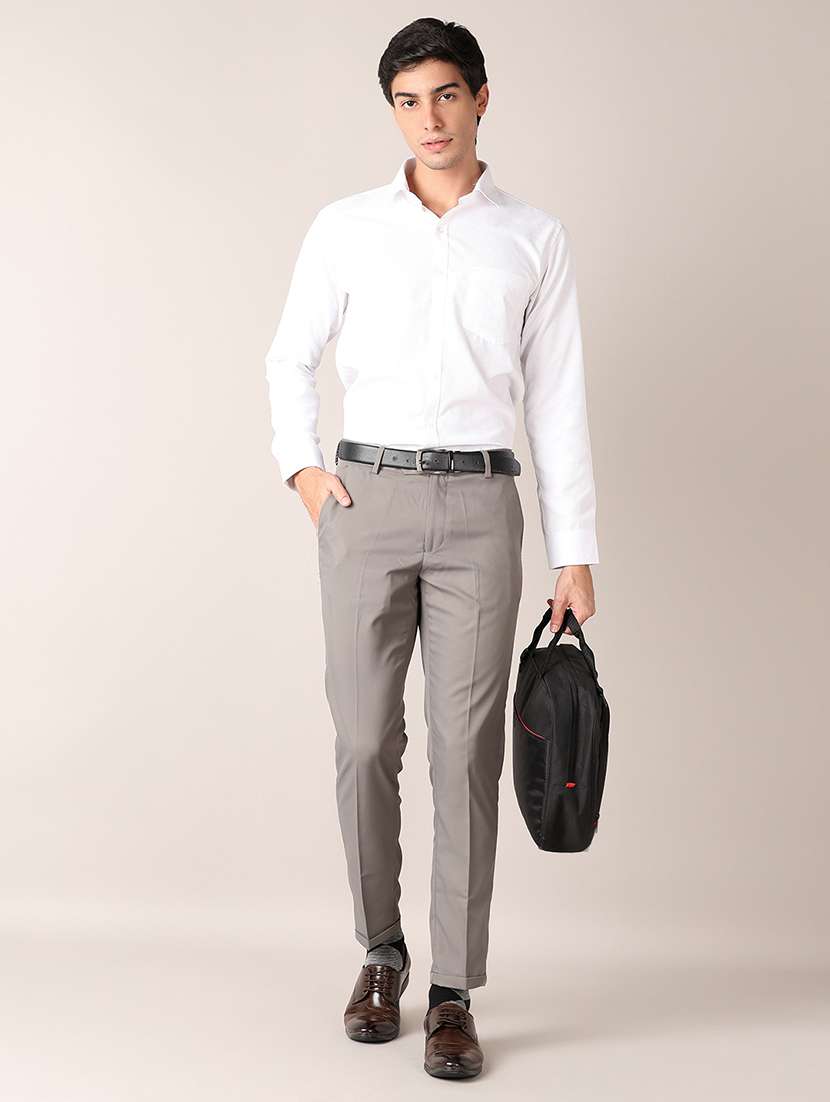men solid flat front formal trouser - 21500965 -  Standard Image - 4