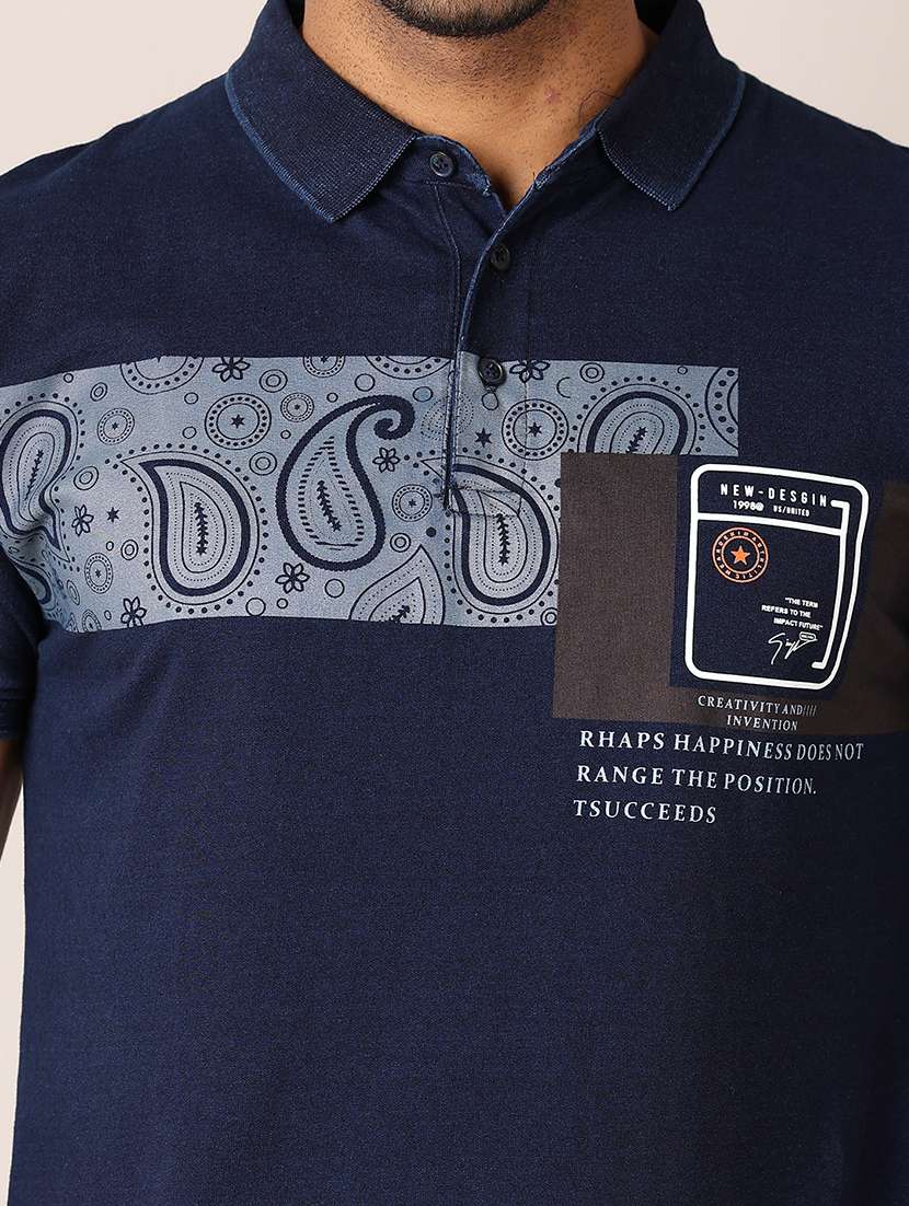 men polo neck chest print t-shirt - 21501003 -  Standard Image - 4