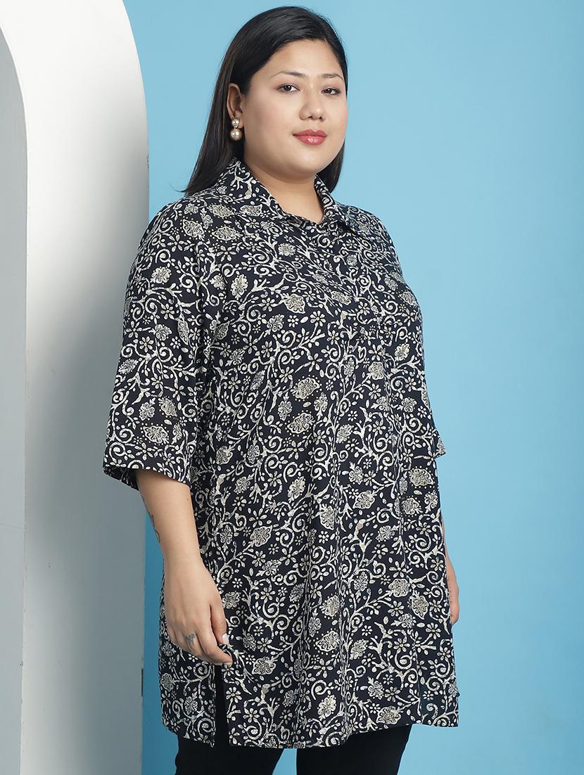 black printed regular top - 21501071 - Standard Image - 1