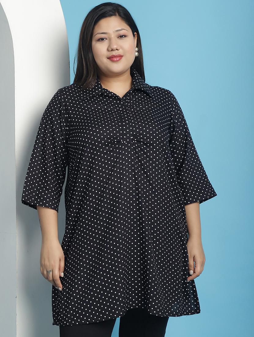 black polka dot printed regular top - 21501072 -  Zoom Image - 0
