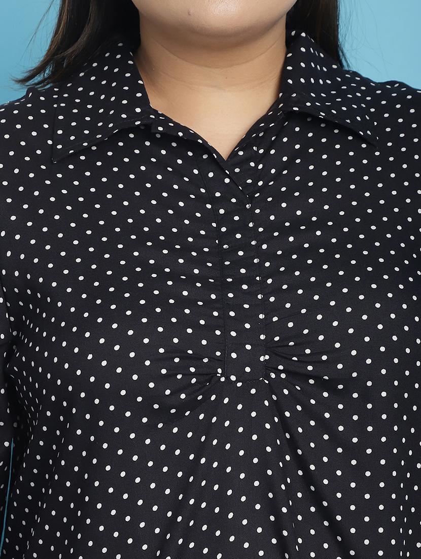 black polka dot printed regular top - 21501072 - Standard Image - 4