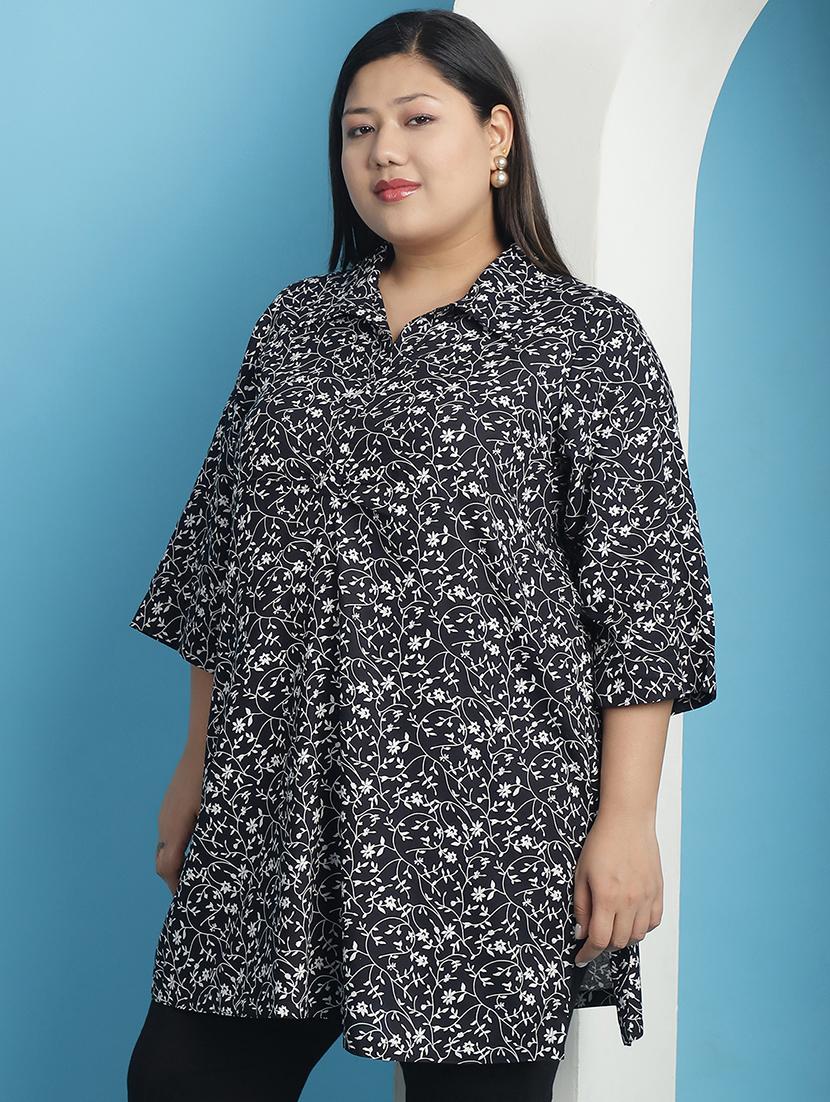 black floral printed regular top - 21501073 -  Standard Image - 1