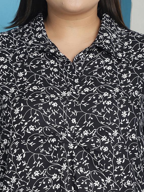black floral printed regular top - 21501073 - Standard Image - 4