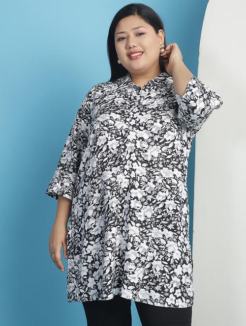 black floral printed regular top - 21501074 - Standard Image - 0