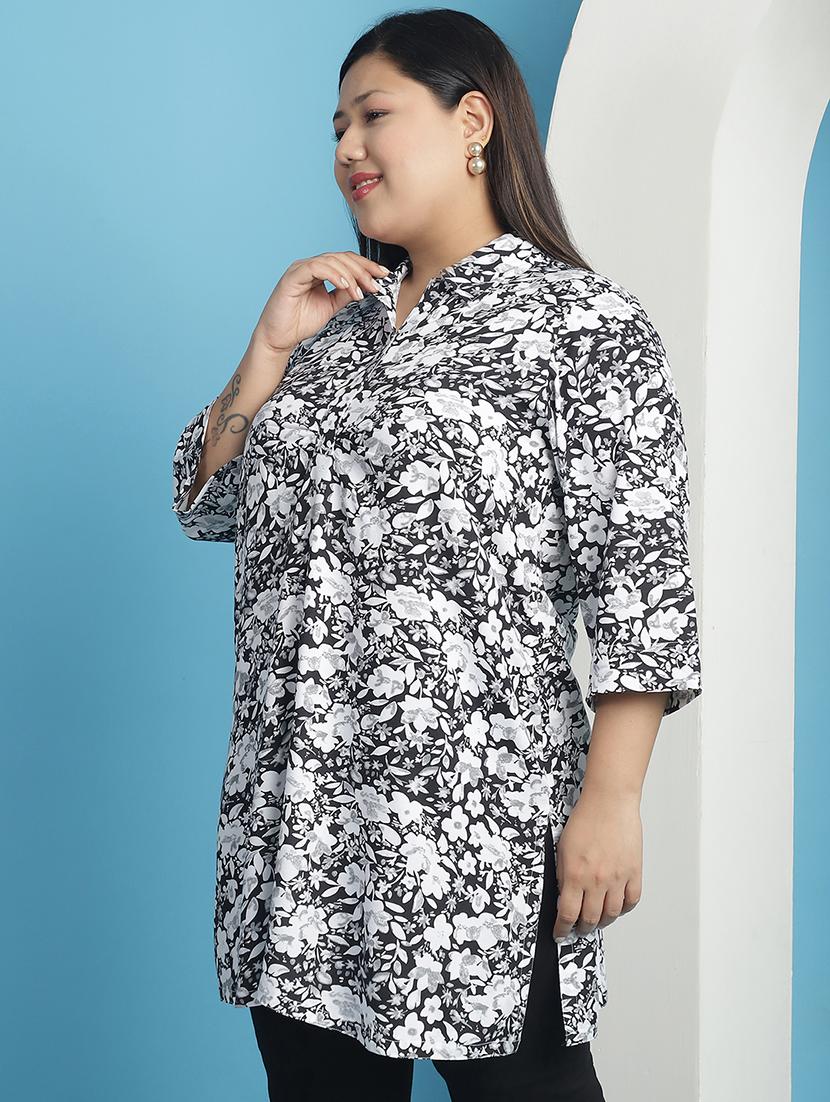 black floral printed regular top - 21501074 - Standard Image - 1