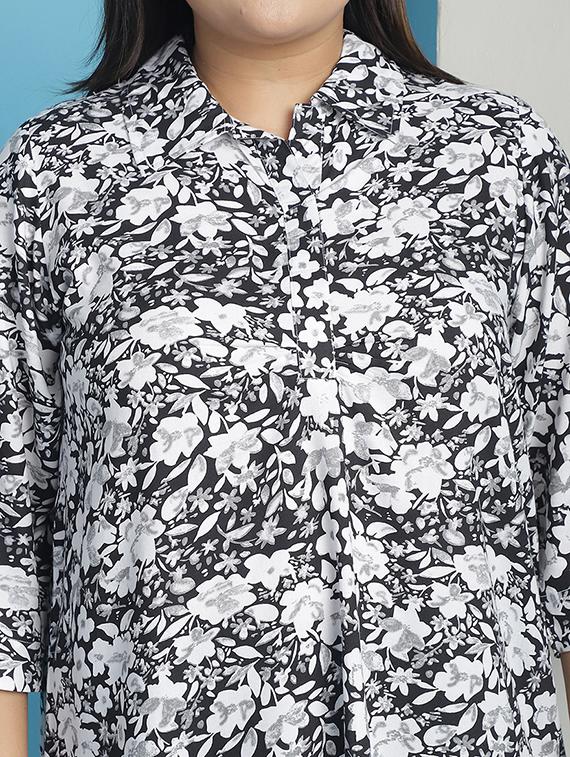 black floral printed regular top - 21501074 - Standard Image - 4