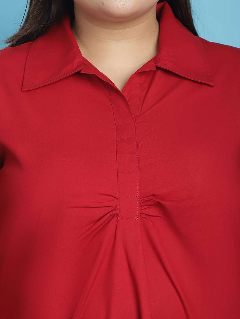 maroon solid regular top - 21501076 -  Standard Image - 4