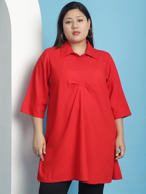 red solid regular top - 21501084 - Standard Image - 0
