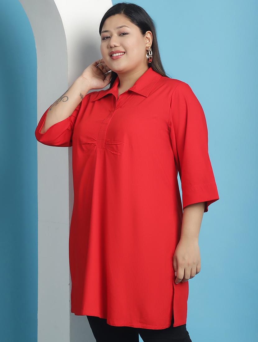 red solid regular top - 21501084 - Standard Image - 1