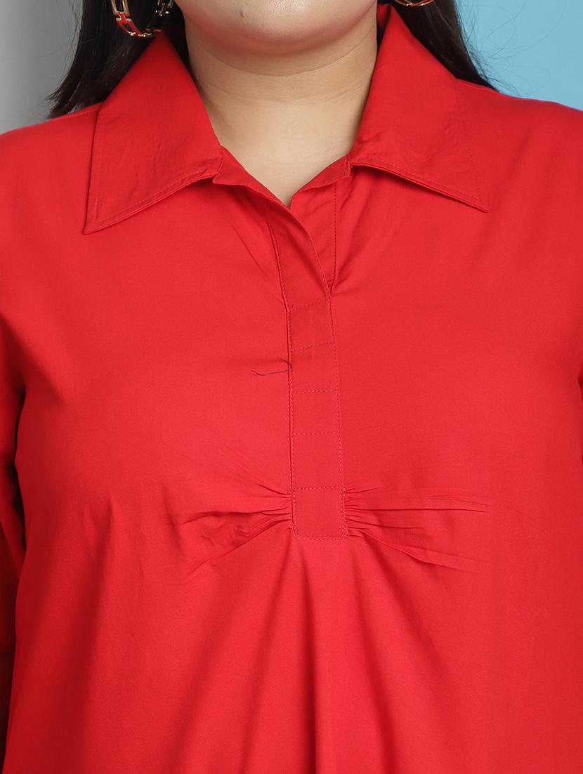 red solid regular top - 21501084 - Standard Image - 4