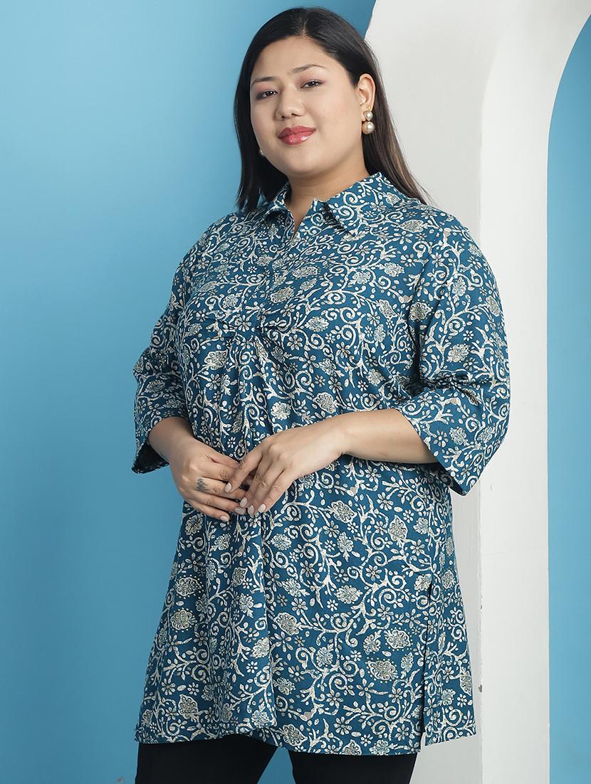 teal printed regular top - 21501086 -  Standard Image - 1