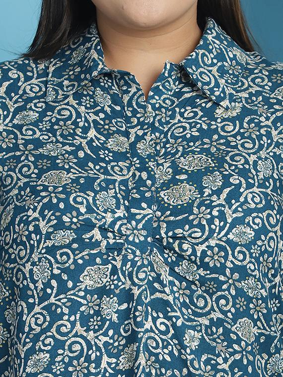teal printed regular top - 21501086 - Standard Image - 4
