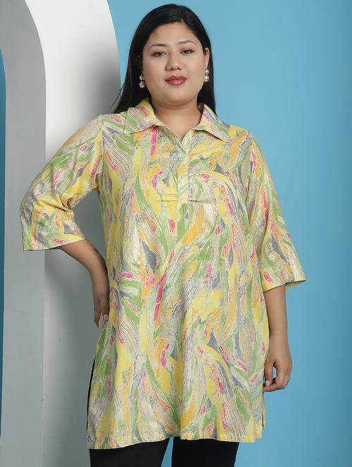 yellow printed regular top - 21501088 - Standard Image - 0