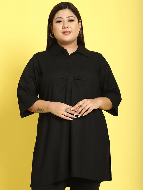 black solid regular top - 21501090 - Standard Image - 0