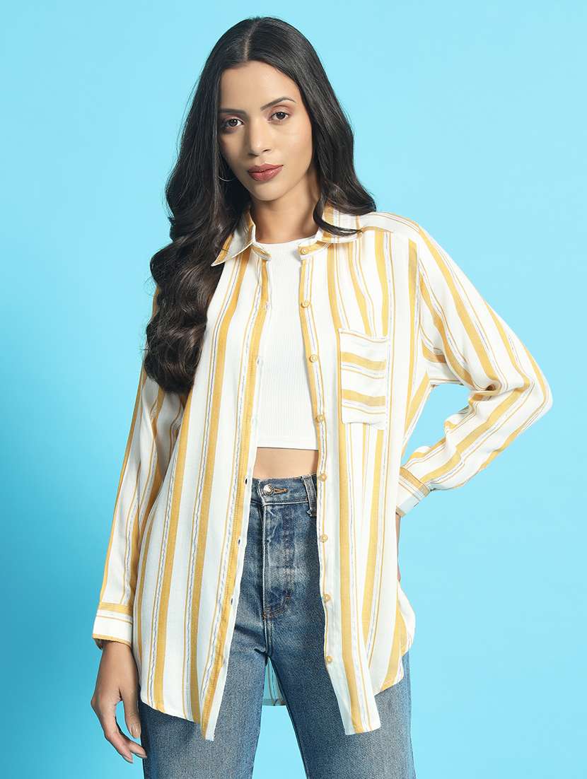 women long sleeved striped oversized shirt