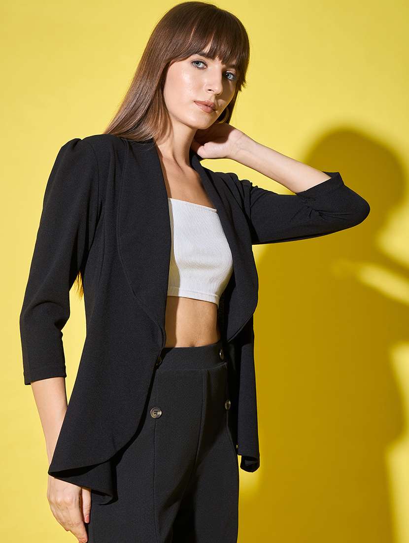 black solid formal blazer - 21501177 -  Standard Image - 1