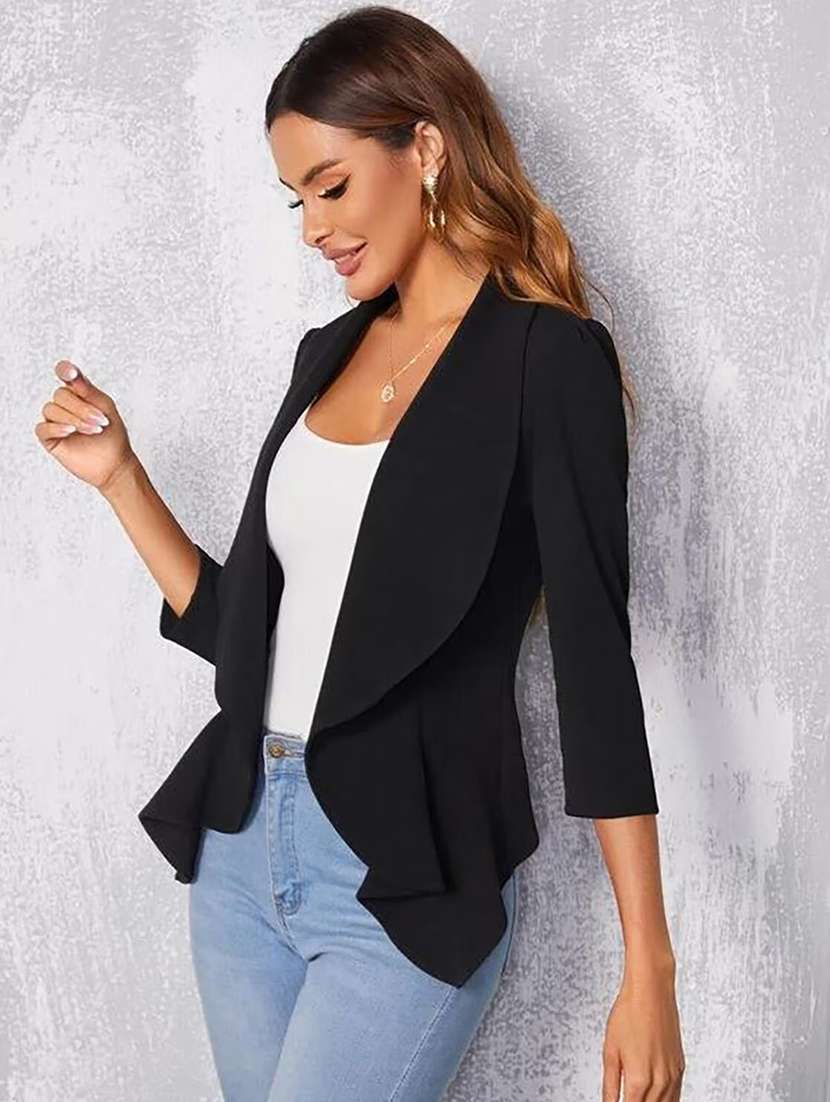 black solid formal blazer - 21501178 -  Standard Image - 1