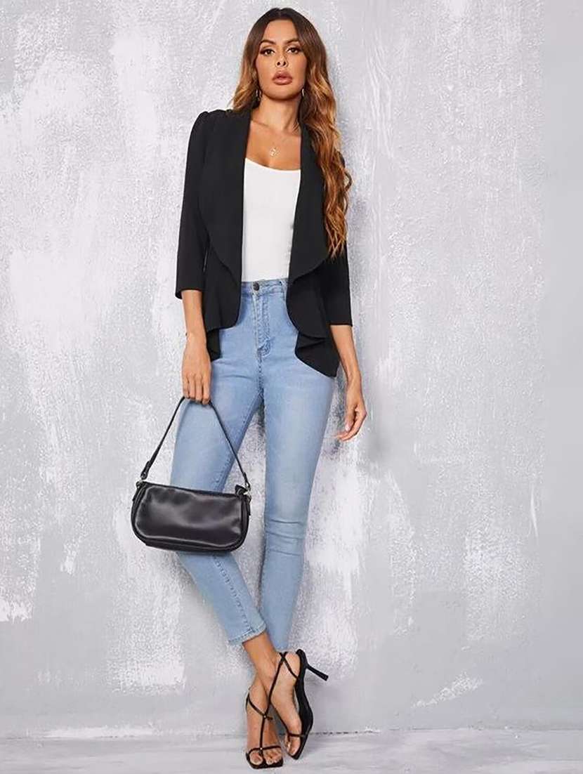 black solid formal blazer - 21501178 -  Standard Image - 4