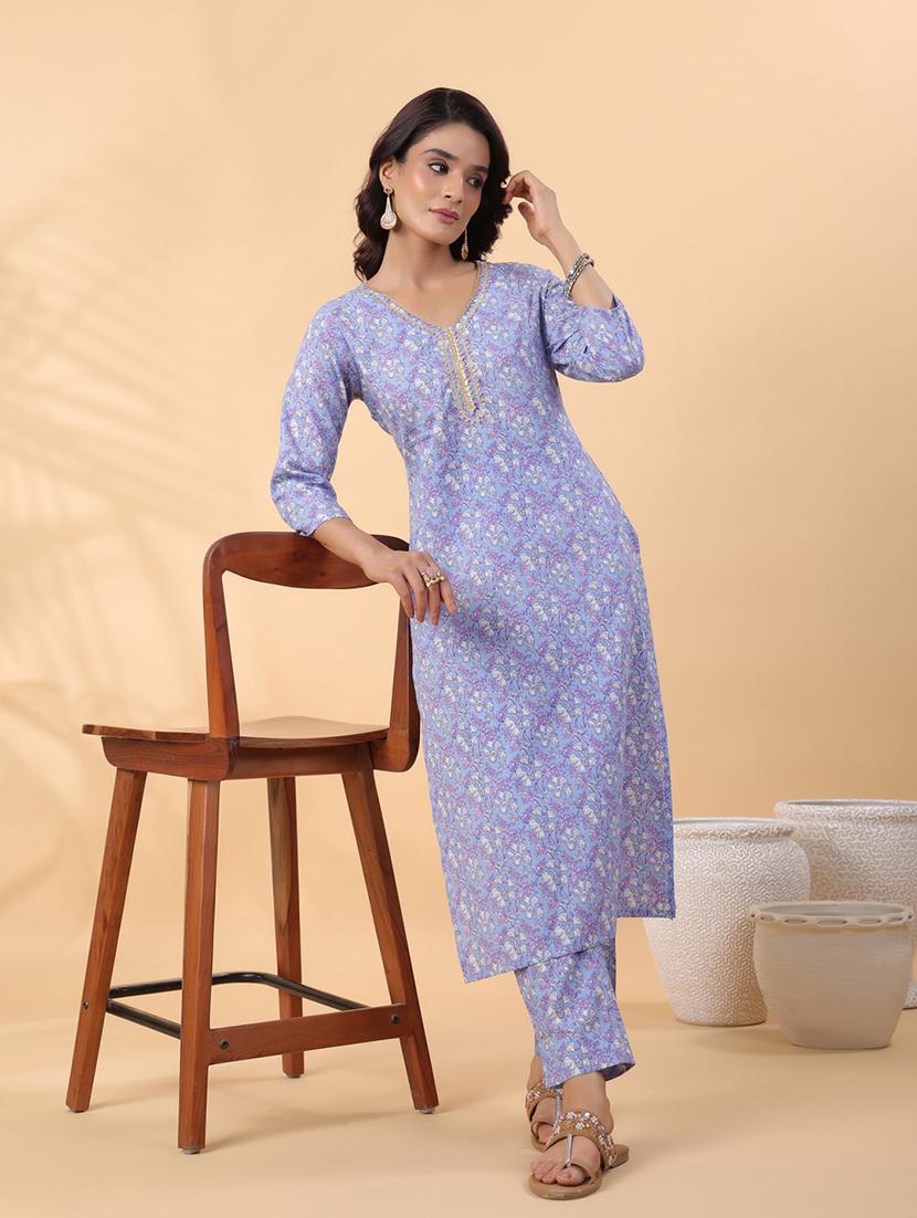 women three quarter sleeve kurta pant set - 21501465 - Standard Image - 4