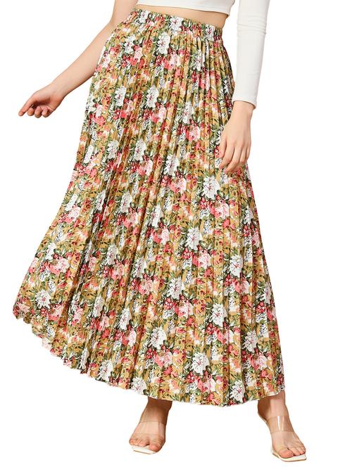 women mid-rise printed pleated skirt - 21501478 - Standard Image - 0