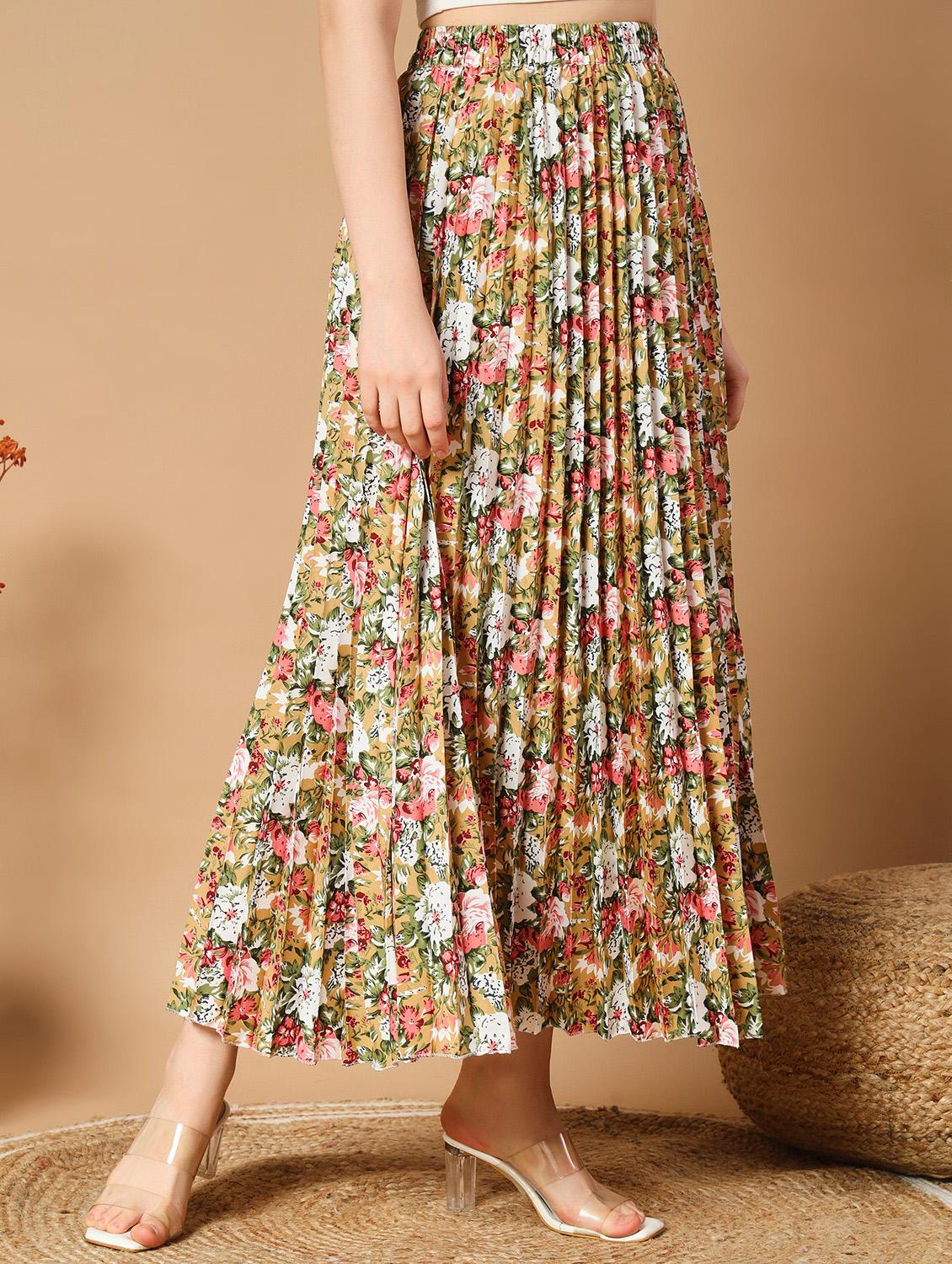 women mid-rise printed pleated skirt - 21501478 - Standard Image - 1