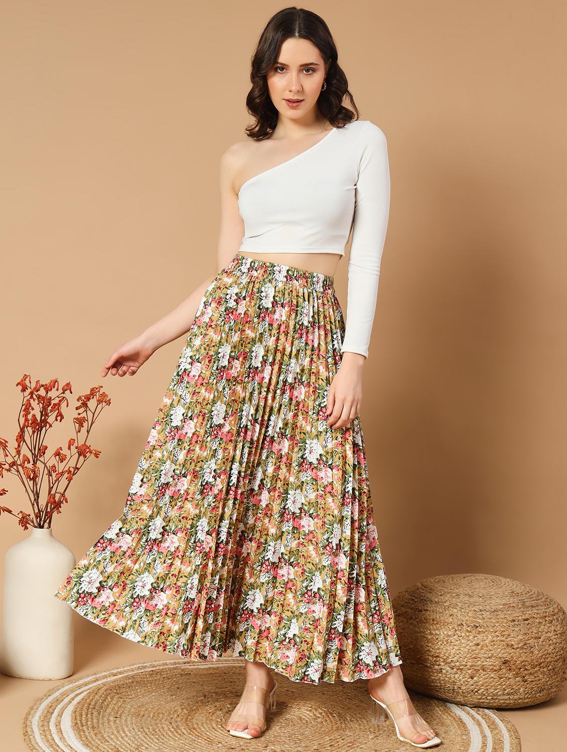women mid-rise printed pleated skirt - 21501478 - Standard Image - 4