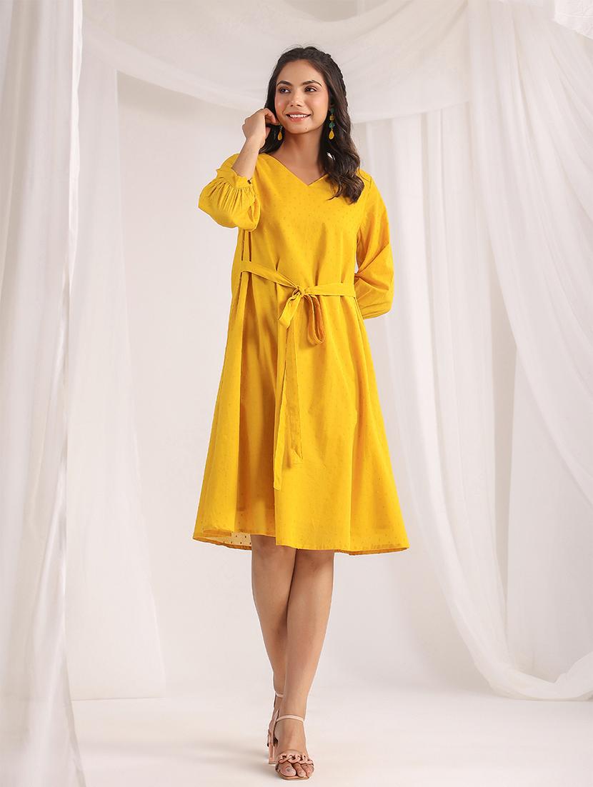 yellow self-designed a-line dress - 21501487 - Standard Image - 1