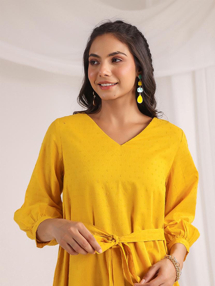 yellow self-designed a-line dress - 21501487 - Standard Image - 4