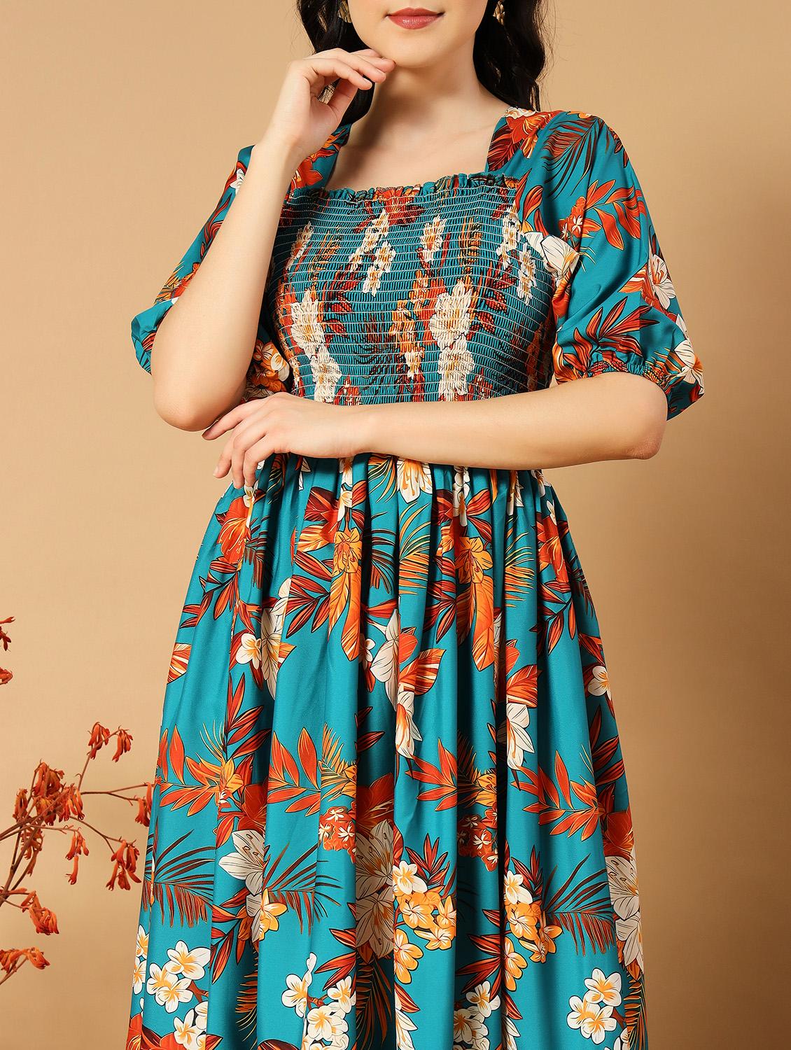 orange printed tiered dress - 21501491 - Standard Image - 4