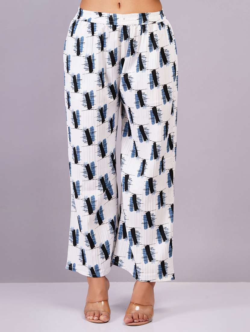 women white printed top and palazzo co-ord set - 21501661 -  Standard Image - 4