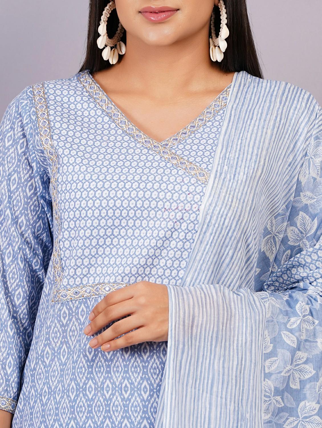 women three quarter sleeve kurta pant with dupatta set - 21501669 - Standard Image - 4