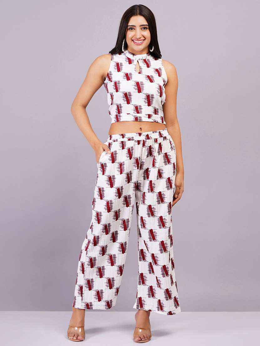 women white top & palazzo co-ord set - 21501691 -  Standard Image - 1