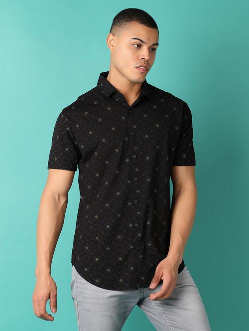 men polo neck geometric short sleeve t-shirt - 21501867 -  Standard Image - 0