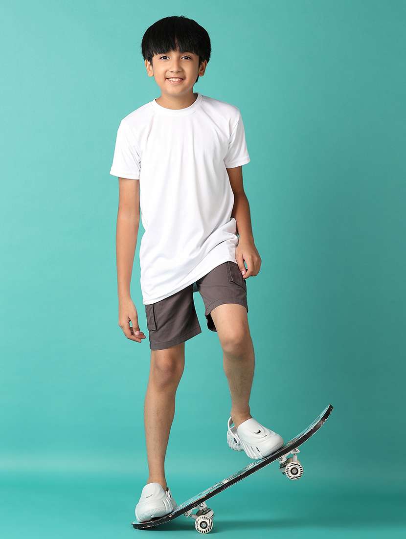 boys solid mid rise shorts with drawstring - 21501897 -  Standard Image - 4