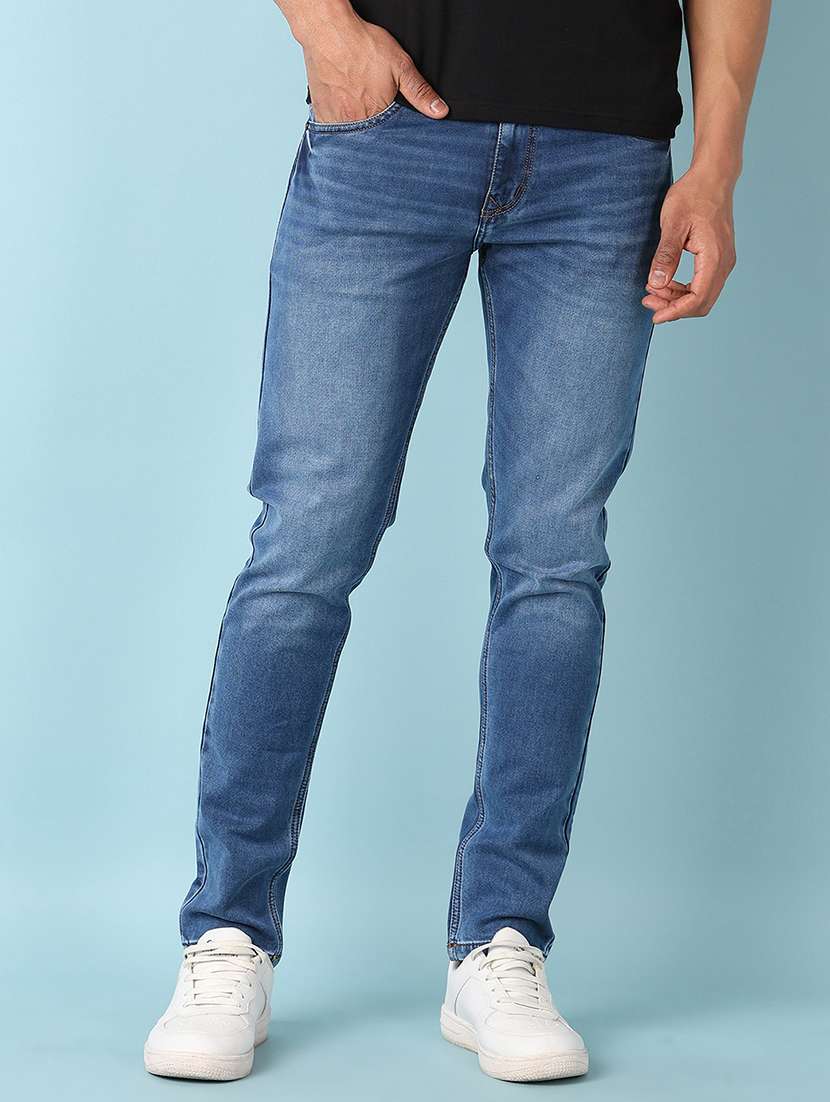 men solid mid rise full length jean - 21501944 - Standard Image - 1