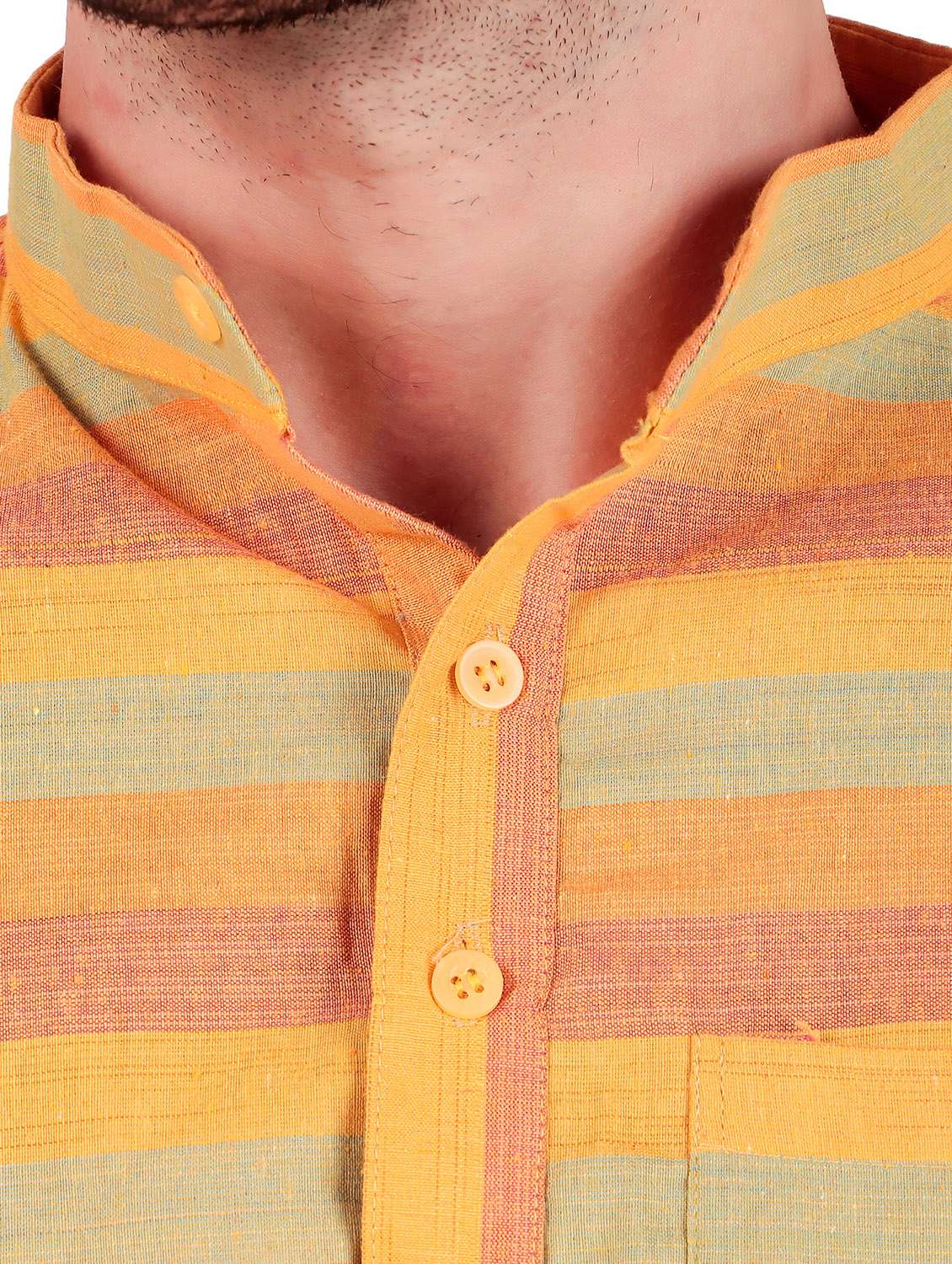 men mandarin neck striped short kurta - 21502068 -  Standard Image - 4