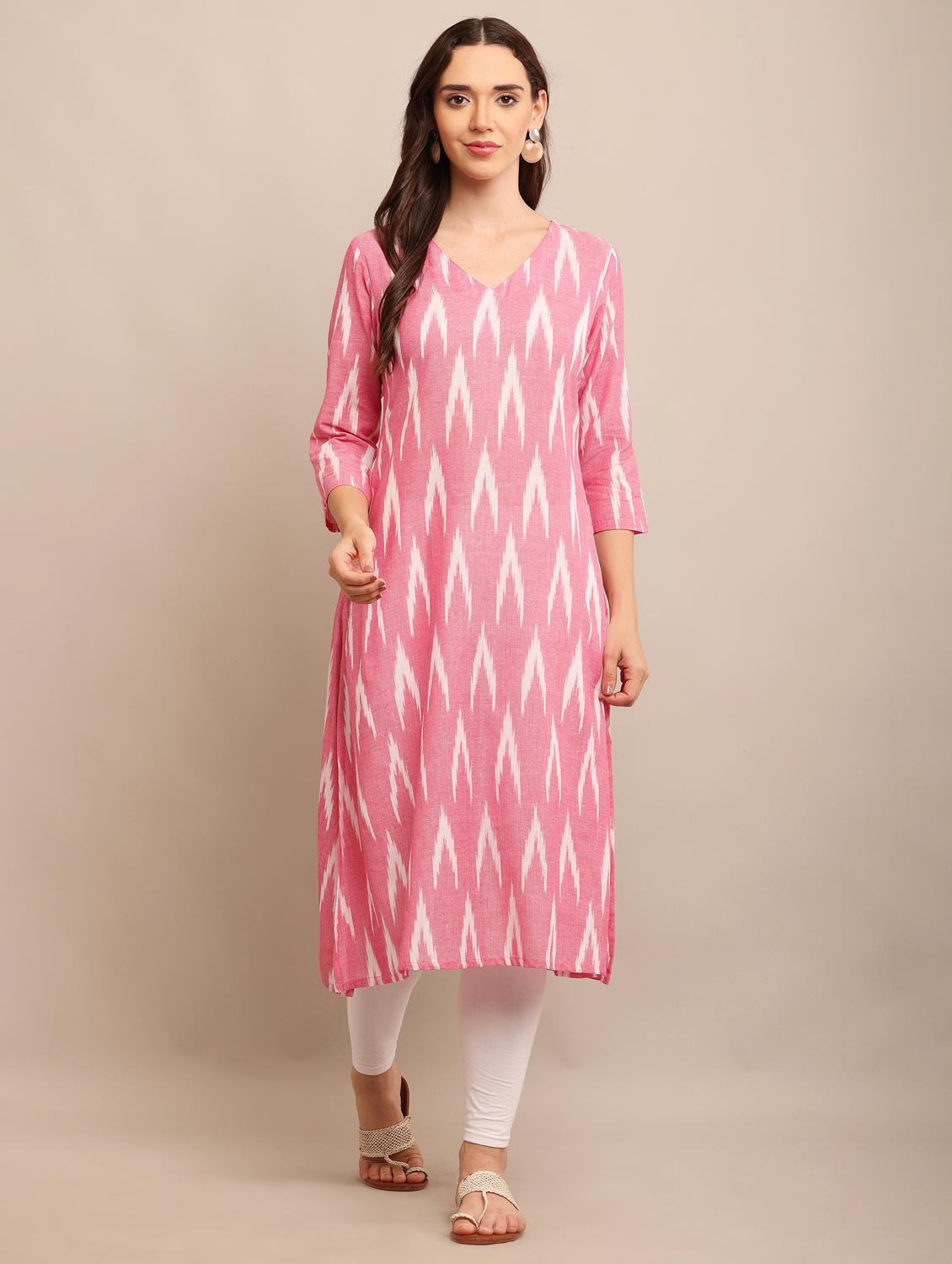 women pink printed a-line kurta - 21502073 - Standard Image - 1