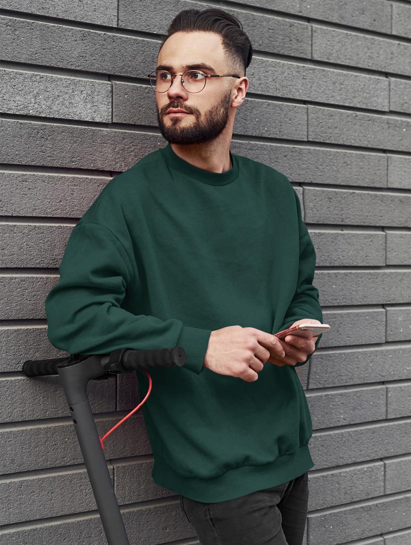 men solid green long sleeve sweatshirt - 21502175 -  Standard Image - 1