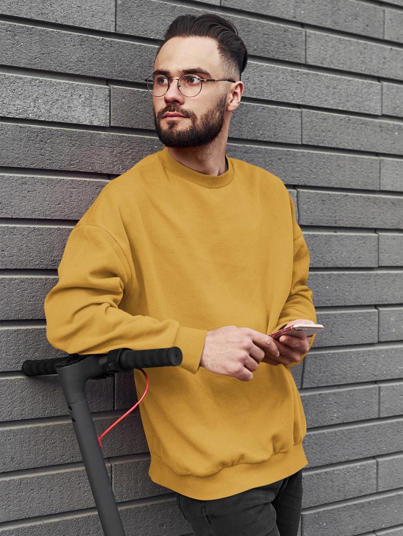 men solid mustard long sleeve sweatshirt - 21502177 - Standard Image - 1