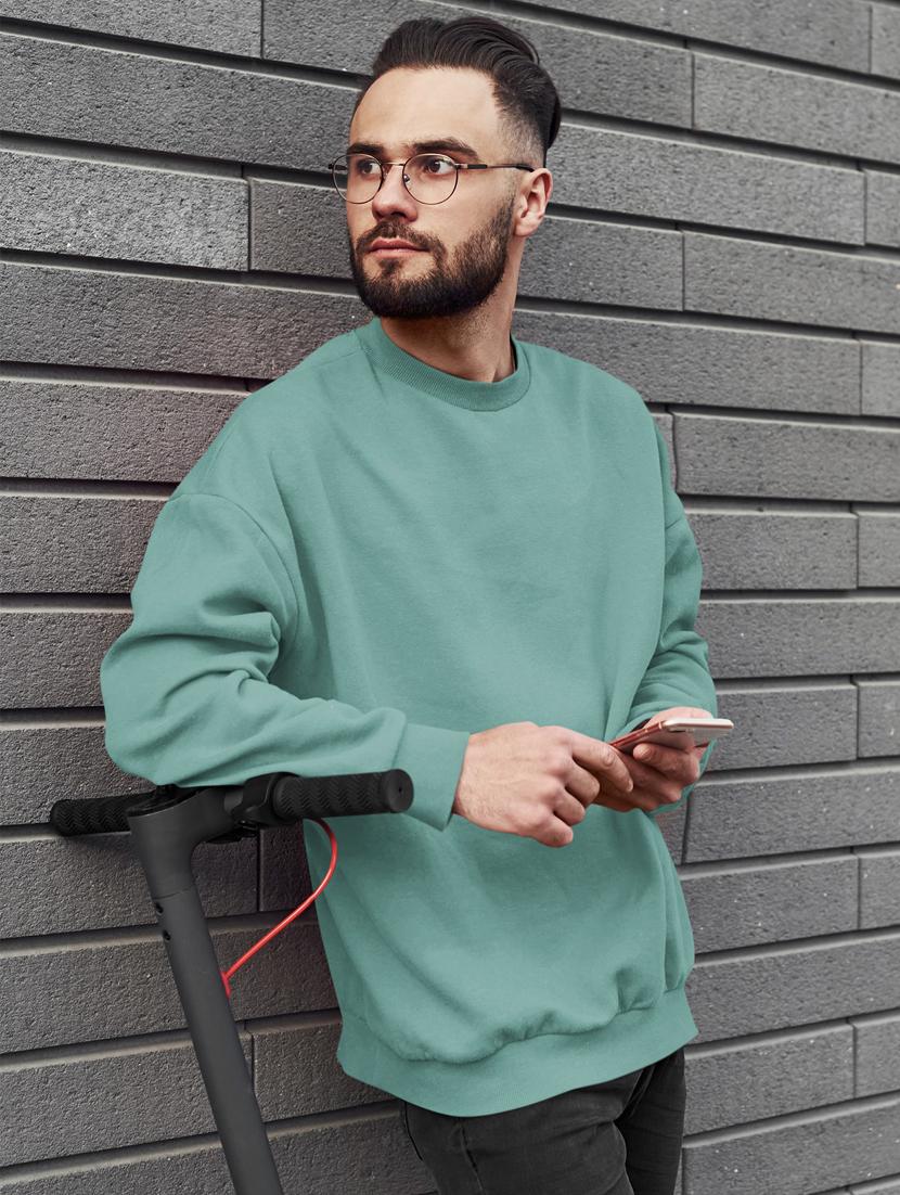 men solid sea green long sleeve sweatshirt - 21502180 - Standard Image - 1