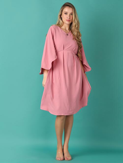 pink polyester aline dress - 21502255 - Standard Image - 0