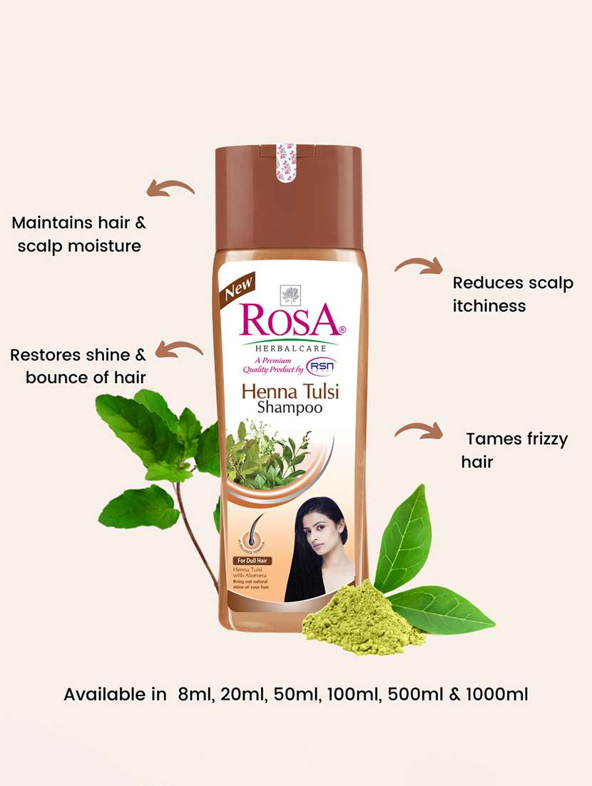 rosa henna tulsi shampoo with alovera for dry hair| scalp health dandruff control i unisex - 500ml - 21502350 -  Standard Image - 1