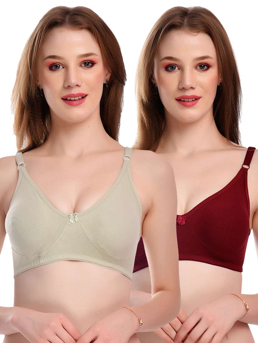 pack of 2 multi coloured hosiery t-shirt bra