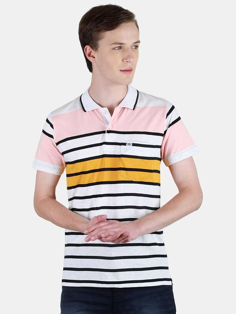 men polo neck striped t-shirt