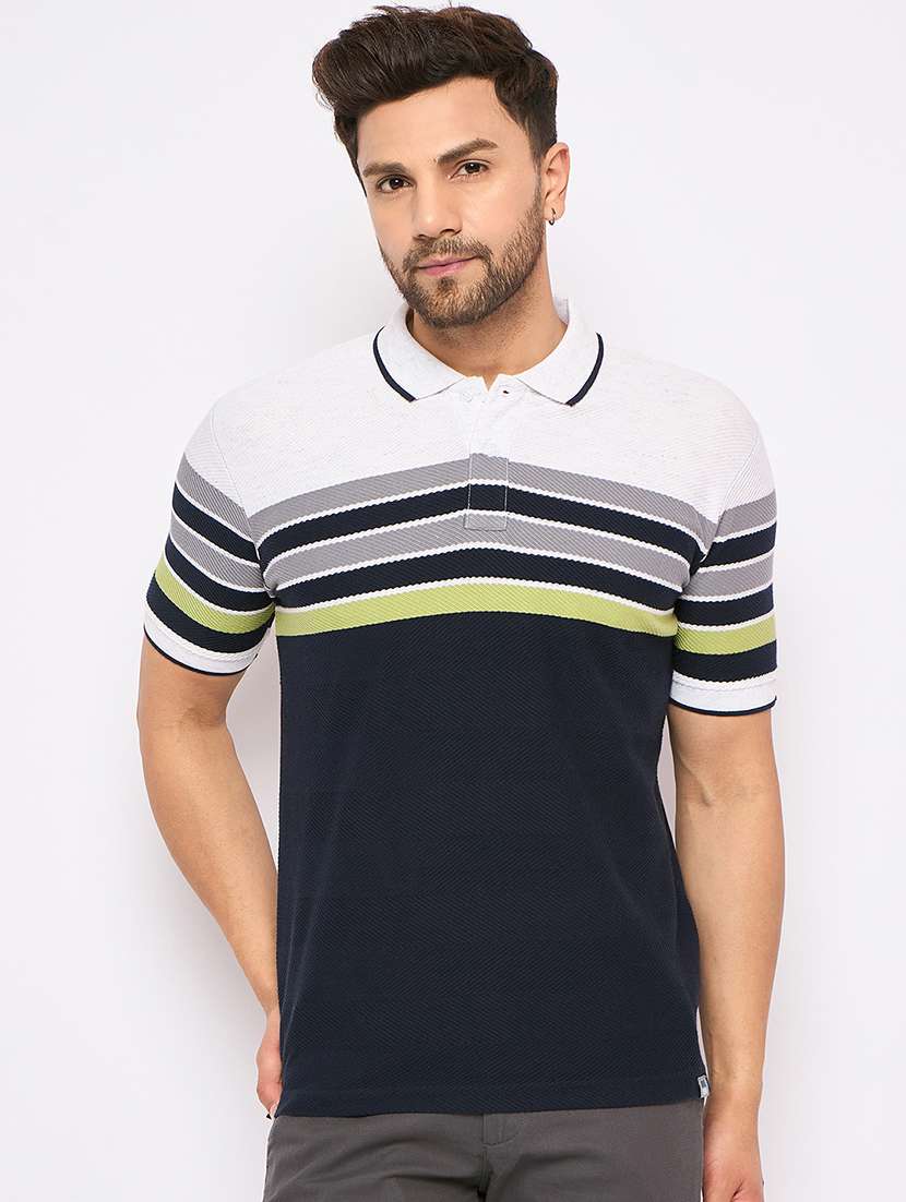 men polo neck striped t-shirt