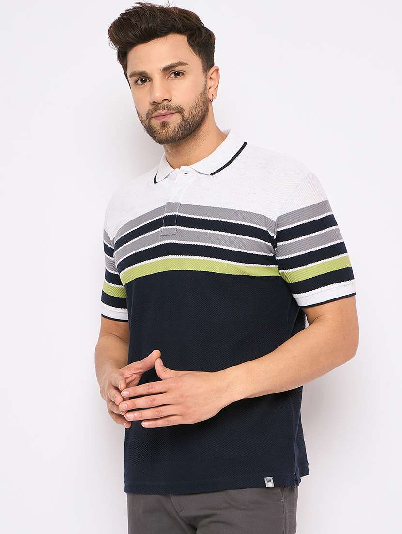 men polo neck striped t-shirt - 21502527 -  Standard Image - 1