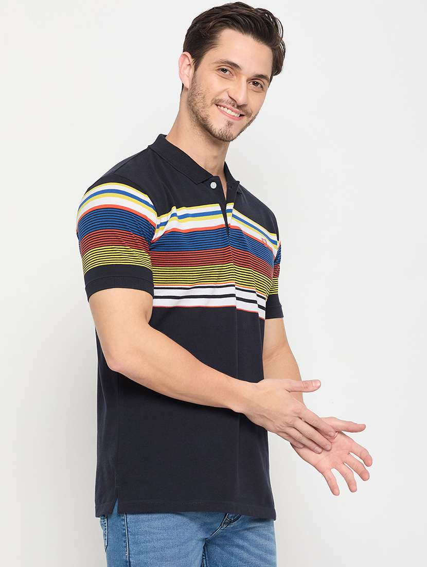 men polo neck striped t-shirt - 21502543 -  Standard Image - 1