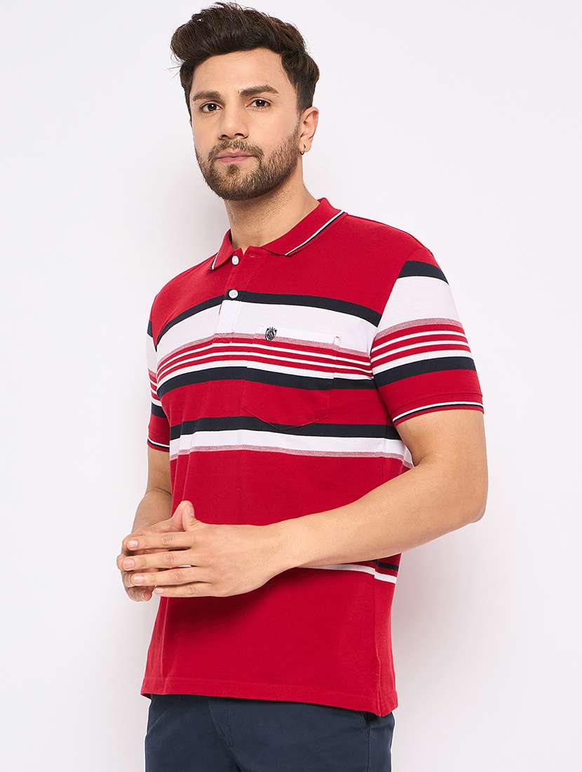 men polo neck striped t-shirt - 21502547 -  Standard Image - 1