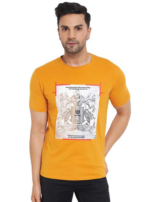 men round neck front print t-shirt - 21502551 - Standard Image - 0