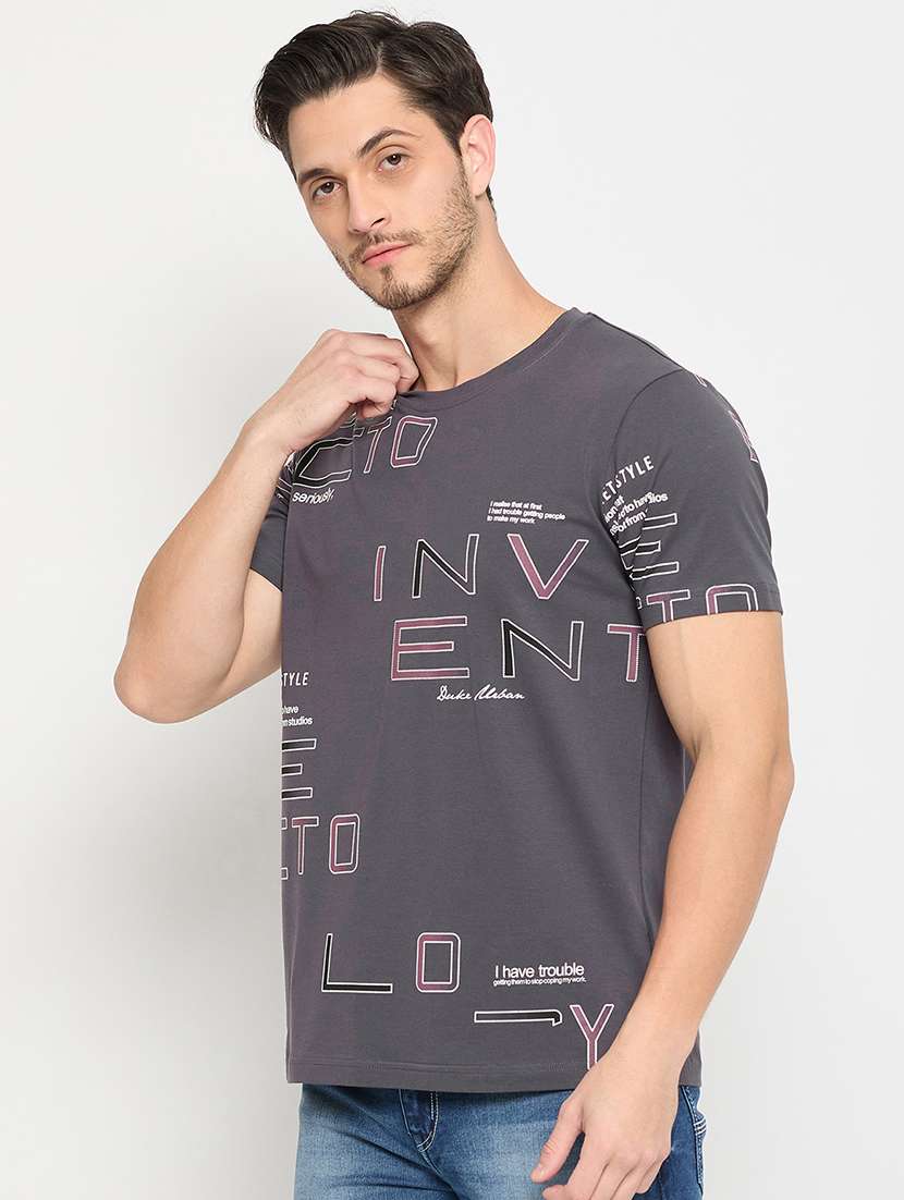 men round neck front print t-shirt - 21502560 -  Standard Image - 1